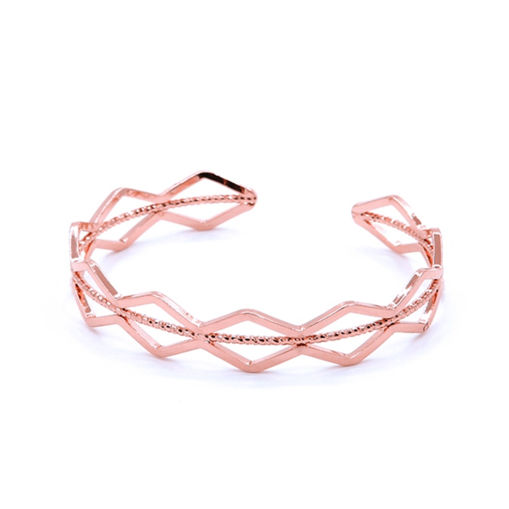 Wavy Diamond Rose Gold Cuff Bracelet